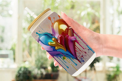 Glass Can Rainbow Hearts Sublimation artnoy 