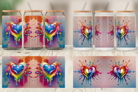Glass Can Rainbow Hearts Sublimation artnoy 