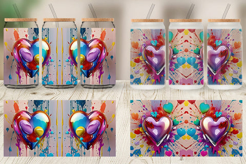 Glass Can Rainbow Hearts Sublimation artnoy 