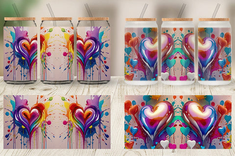 Glass Can Rainbow Hearts Sublimation artnoy 