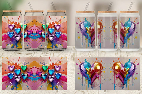 Glass Can Rainbow Hearts Sublimation artnoy 