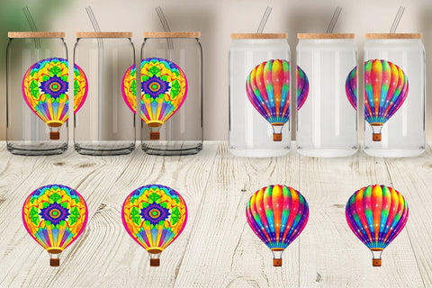 Glass Can Rainbow Hot Air Balloon Sublimation artnoy 