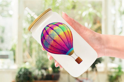 Glass Can Rainbow Hot Air Balloon Sublimation artnoy 
