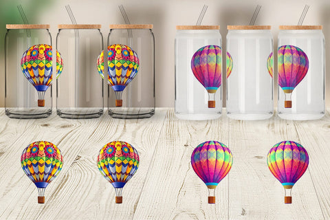 Glass Can Rainbow Hot Air Balloon Sublimation artnoy 