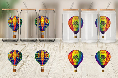 Glass Can Rainbow Hot Air Balloon Sublimation artnoy 