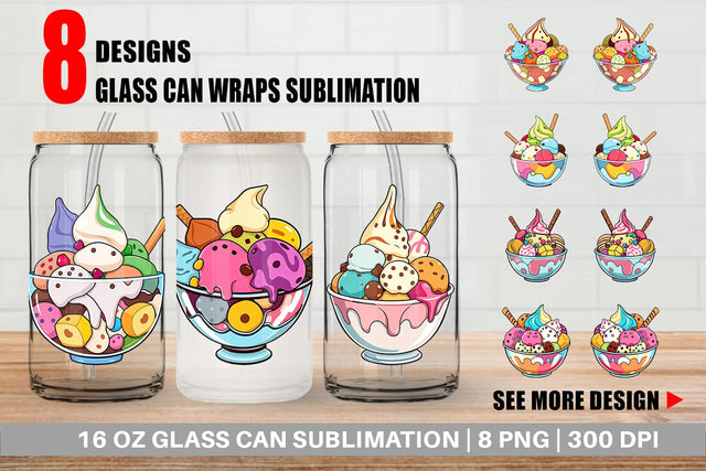 Glass Can Rainbow Ice Cream Sublimation artnoy 