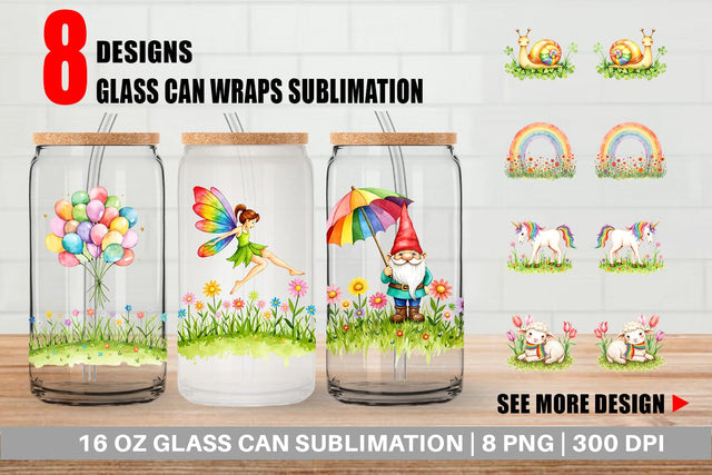 Glass Can Rainbow Meadow Sublimation artnoy 