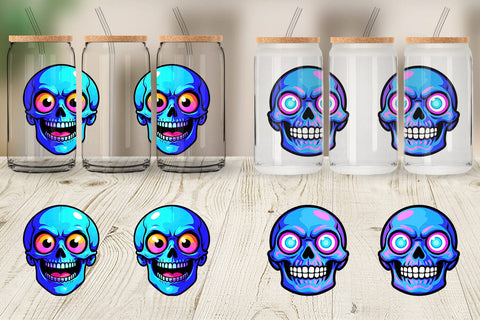 Glass Can Rainbow Skull Smirk Sublimation artnoy 