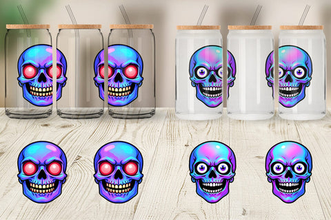 Glass Can Rainbow Skull Smirk Sublimation artnoy 