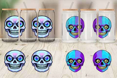 Glass Can Rainbow Skull Smirk Sublimation artnoy 