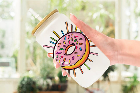 Glass Can Rainbow Sprinkle Donut Sublimation artnoy 
