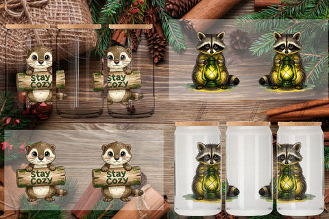 Glass Can Rainy Day Moss Magic Animal Watercolor Sublimation artnoy 