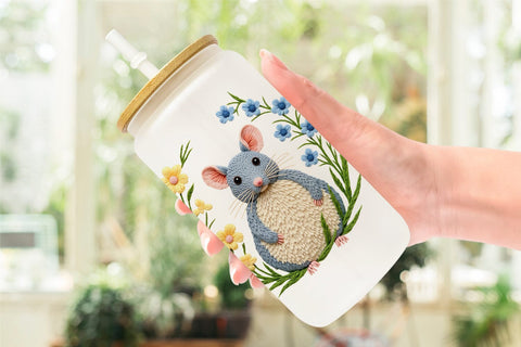 Glass Can Rat Embroidery Sublimation artnoy 