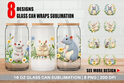 Glass Can Rat Embroidery Sublimation artnoy 