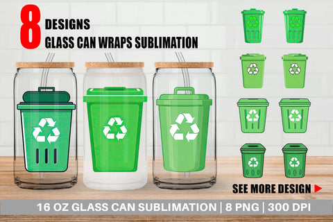 Glass Can Recycling Bin Sublimation artnoy 