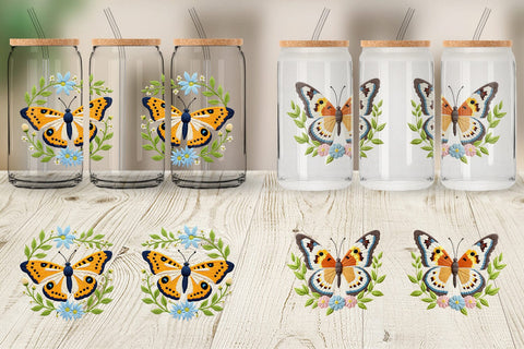 Glass Can Red Admiral Butterfly Sublimation artnoy 