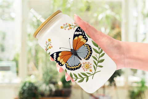 Glass Can Red Admiral Butterfly Sublimation artnoy 