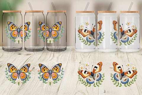 Glass Can Red Admiral Butterfly Sublimation artnoy 