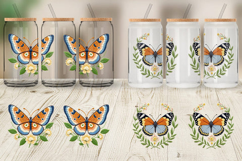 Glass Can Red Admiral Butterfly Sublimation artnoy 