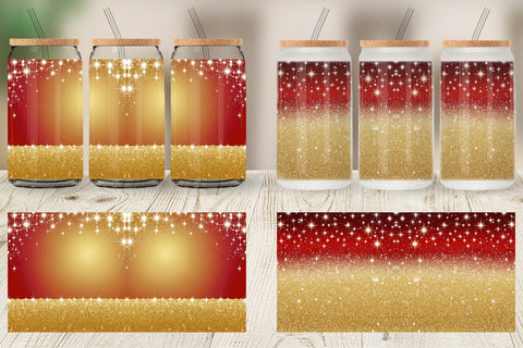 Glass Can Red and Gold Glitter Sublimation artnoy 