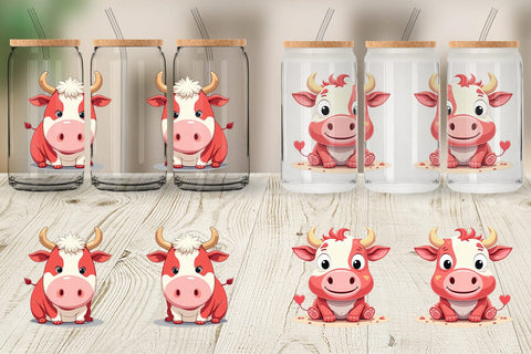 Glass Can Red White Moo Sublimation artnoy 