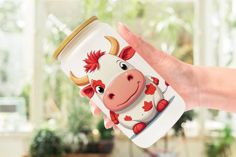 Glass Can Red White Moo Sublimation artnoy 