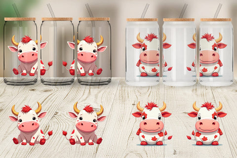 Glass Can Red White Moo Sublimation artnoy 
