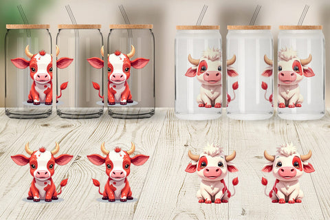 Glass Can Red White Moo Sublimation artnoy 