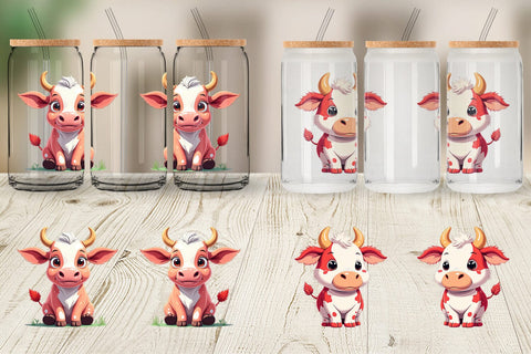 Glass Can Red White Moo Sublimation artnoy 
