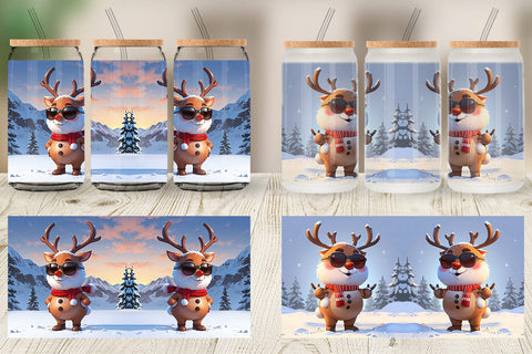 Glass Can Reindeer Christmas Sublimation artnoy 