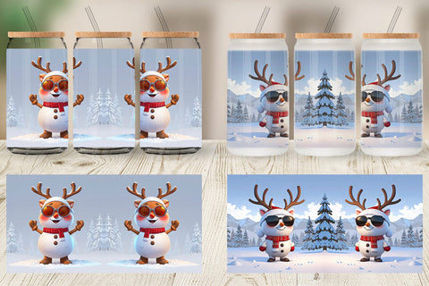 Glass Can Reindeer Christmas Sublimation artnoy 