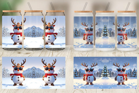 Glass Can Reindeer Christmas Sublimation artnoy 