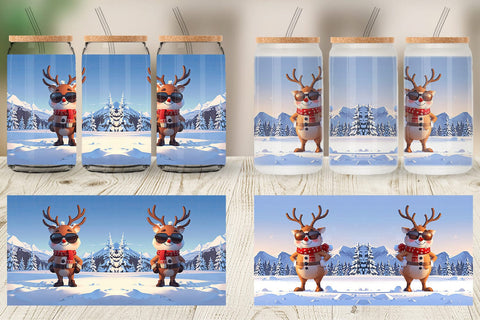 Glass Can Reindeer Christmas Sublimation artnoy 