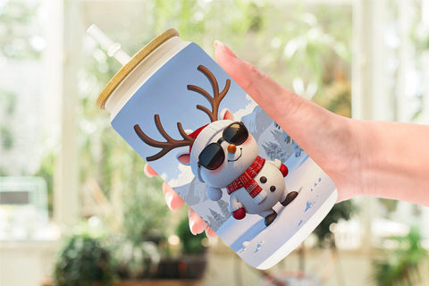 Glass Can Reindeer Christmas Sublimation artnoy 