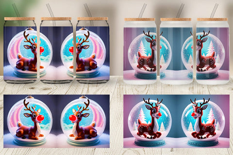 Glass Can Reindeer Glass Ball Sublimation artnoy 