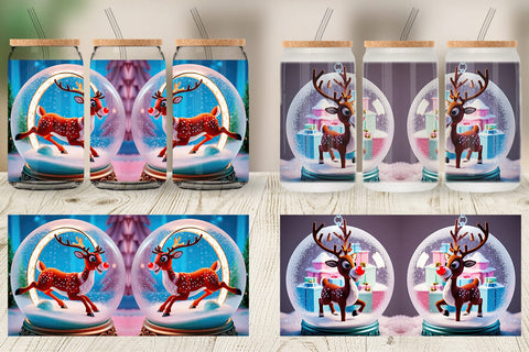 Glass Can Reindeer Glass Ball Sublimation artnoy 