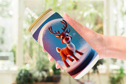 Glass Can Reindeer Glass Ball Sublimation artnoy 