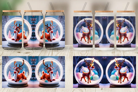 Glass Can Reindeer Glass Ball Sublimation artnoy 