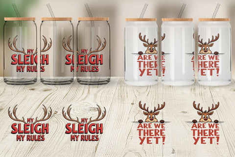 Glass Can Reindeer Rants Sarcastic Sleigh Puller Quotes Sublimation artnoy 
