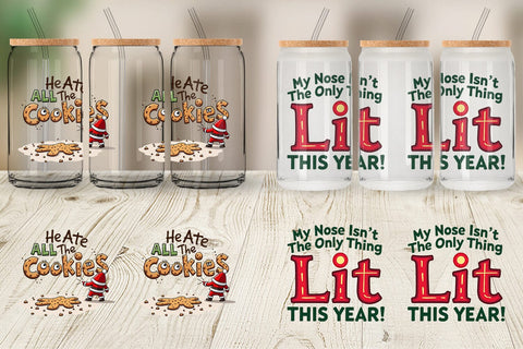 Glass Can Reindeer Rants Sarcastic Sleigh Puller Quotes Sublimation artnoy 