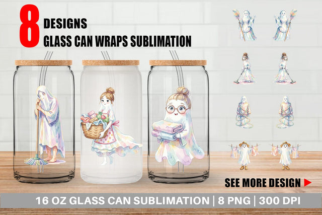 Glass Can Relatable Housework Mom Ghost Sublimation artnoy 
