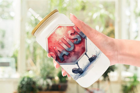 Glass Can Rest Recharge Quotes Sublimation artnoy 