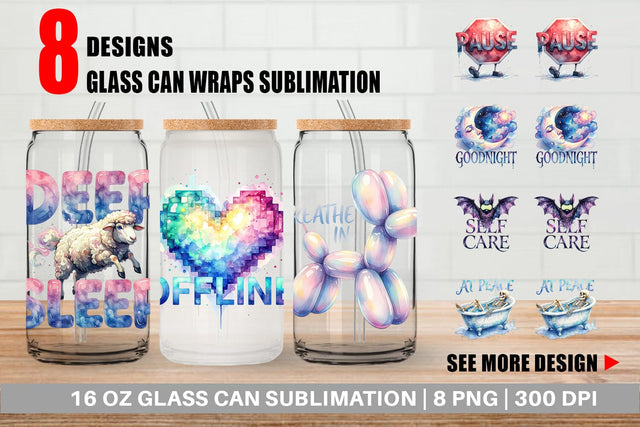 Glass Can Rest Recharge Quotes Sublimation artnoy 