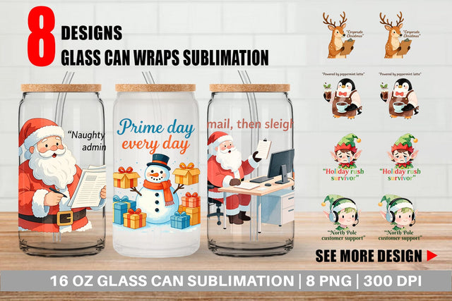 Glass Can Retail Christmas Sarcasm Sublimation artnoy 