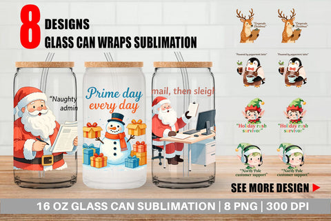 Glass Can Retail Christmas Sarcasm Sublimation artnoy 