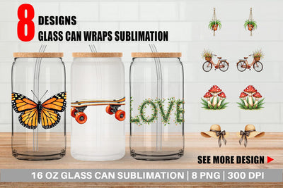 Glass Can Retro 70s Summer Boho Watercolor Sublimation artnoy 