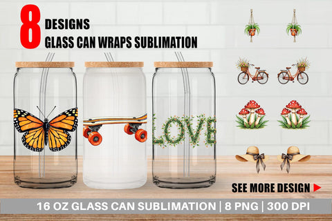 Glass Can Retro 70s Summer Boho Watercolor Sublimation artnoy 