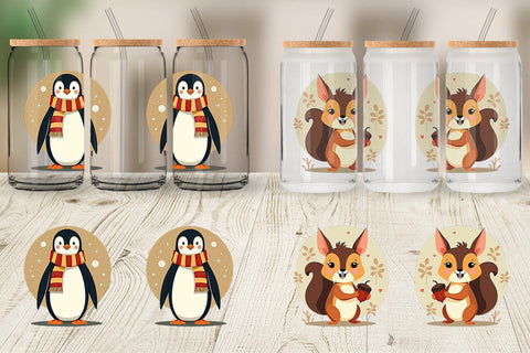 Glass Can Retro Animal Charm Sublimation artnoy 