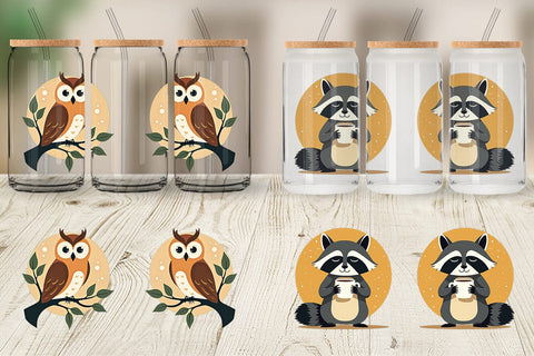 Glass Can Retro Animal Charm Sublimation artnoy 