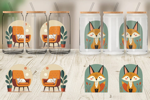 Glass Can Retro Animal Charm Sublimation artnoy 